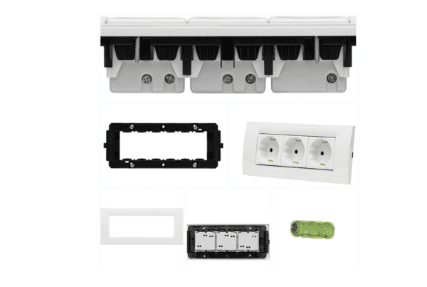 Priza tripla Gewiss 6M kit complet rigips - Magazin materiale electrice ...