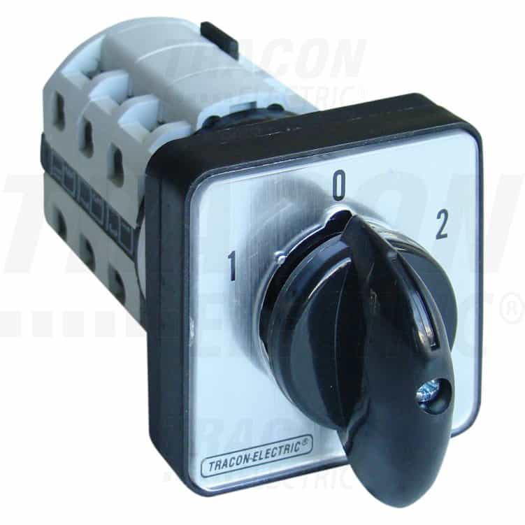 Inversor de sens pentru motor 1-0-2 TKM-20/N 400V, 50Hz, 20A, 5,5kW, 48×48mm Tracon